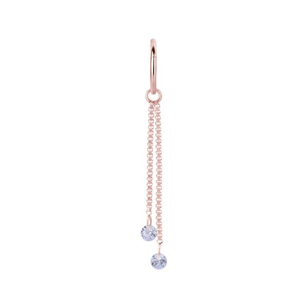 Berlockkedja med vita zirkoner - roséguld - D-071 15 mm