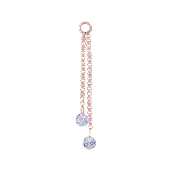Berlockkedja med vita zirkoner - roséguld - D-071 15 mm
