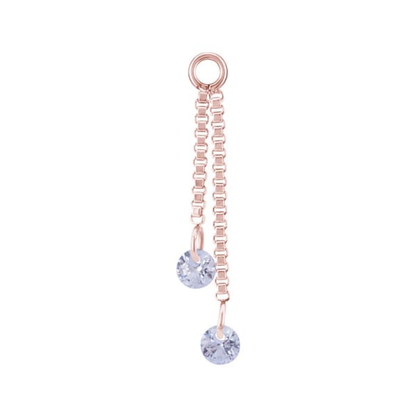 Berlockkedja med vita zirkoner - roséguld - D-071 15 mm