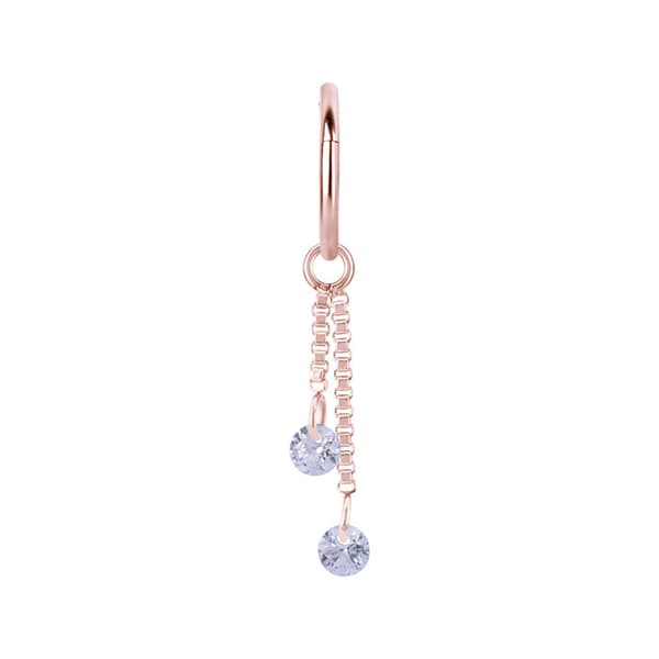 Berlockkedja med vita zirkoner - roséguld - D-071 15 mm