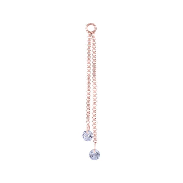 Berlockkedja med vita zirkoner - roséguld - D-071 15 mm