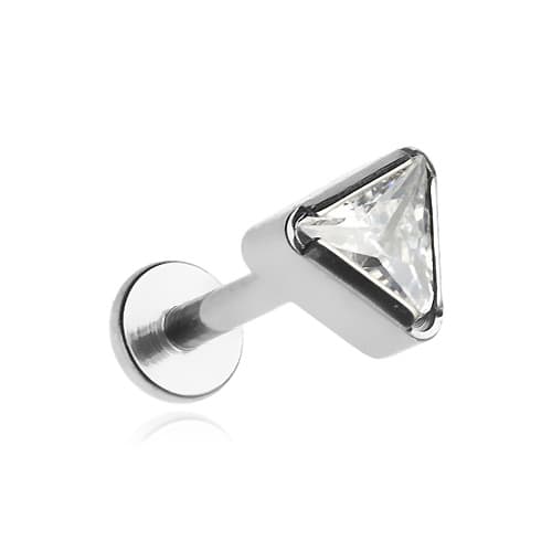 Titaaninen labret kolmiokorvakoru valkoisella zirkonia 1.2/8