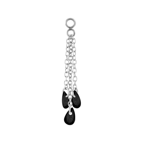 Charm ketju mustilla zirkoneilla - hopea - D-073 25 mm