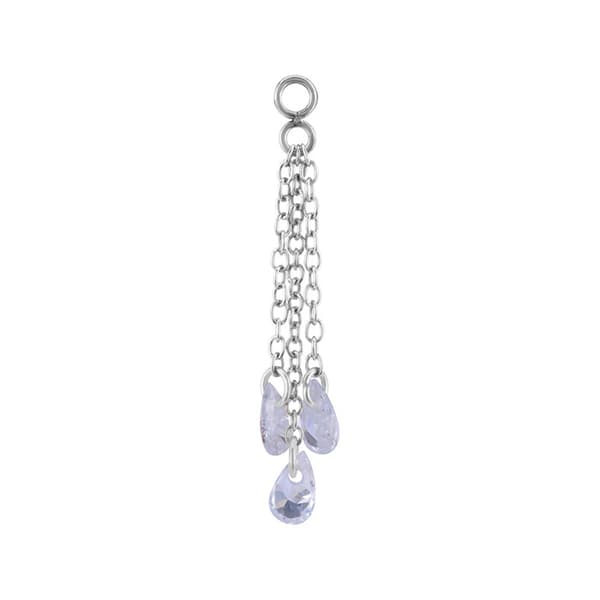 Berlockkedja med vita zirkoner - silver - D-073 30 mm