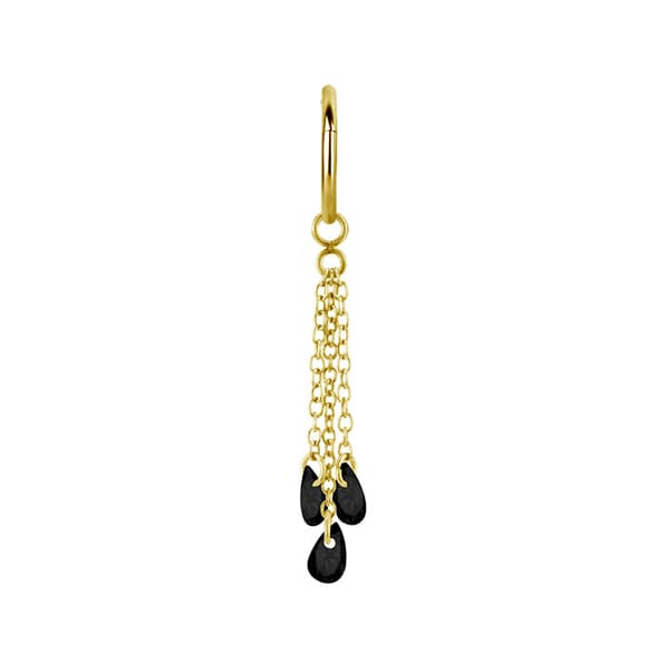 Berlockkedja med svarta zirkoner - guld - D-073 30 mm