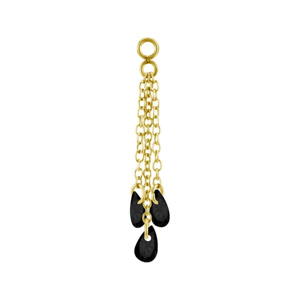 Charm ketju mustilla zirkoneilla - kulta - D-073 30 mm