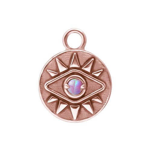Berlock - öga med opal - roséguld - D-056