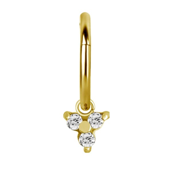 Korut - CoCr NF - kolmio valkoisilla PREMIUM-zirkoneilla - kulta - D-006 4 mm