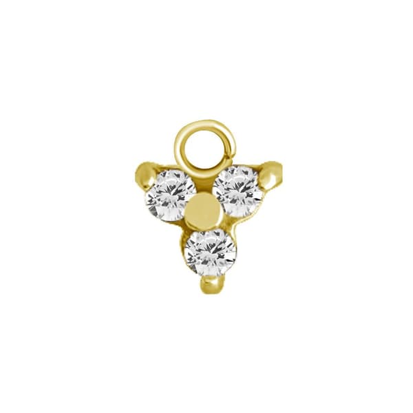 Korut - CoCr NF - kolmio valkoisilla PREMIUM-zirkoneilla - kulta - D-006 4 mm