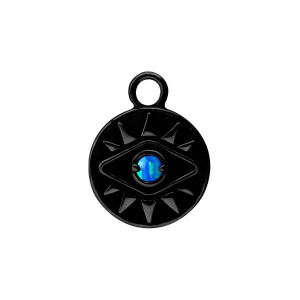 Berlock - öga med opal - svart - D-056