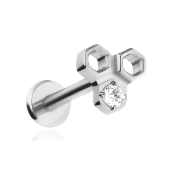 Titanium labret örhänge med vit zirkon - silver