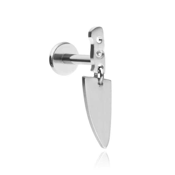 Titanium labret örhänge kniv silver