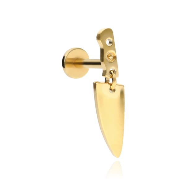 Titanium labret örhänge kniv guld
