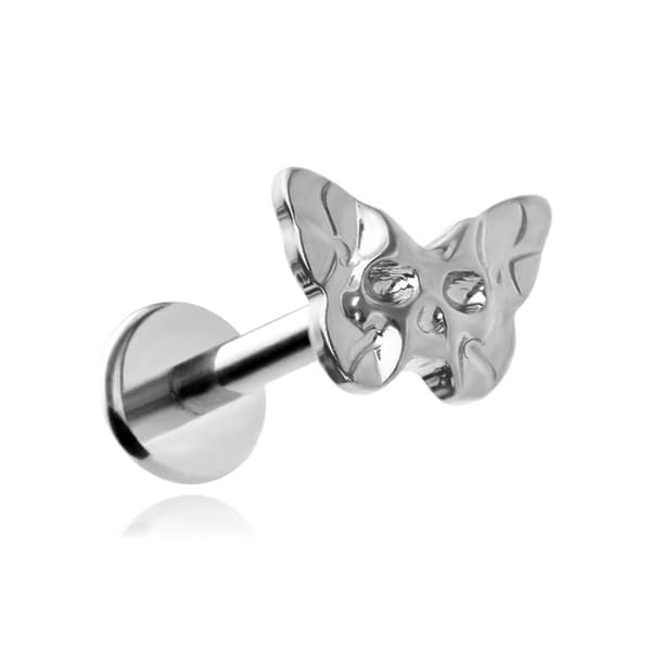 Titaaninen labret-korvakoru kuolemanpää koi - hopea