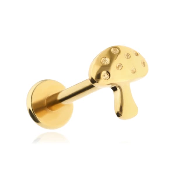 Titanium Labret Mushroom Korvakoru - Kulta