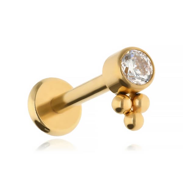 Titan labret örhänge med vit zirkon - guld