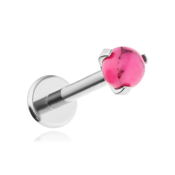 Titanium labret korvakoru pinkki Howlite - hopea