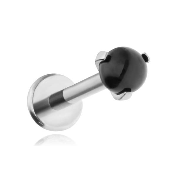 Titaaninen labret-korvakoru hopeaonyxilla