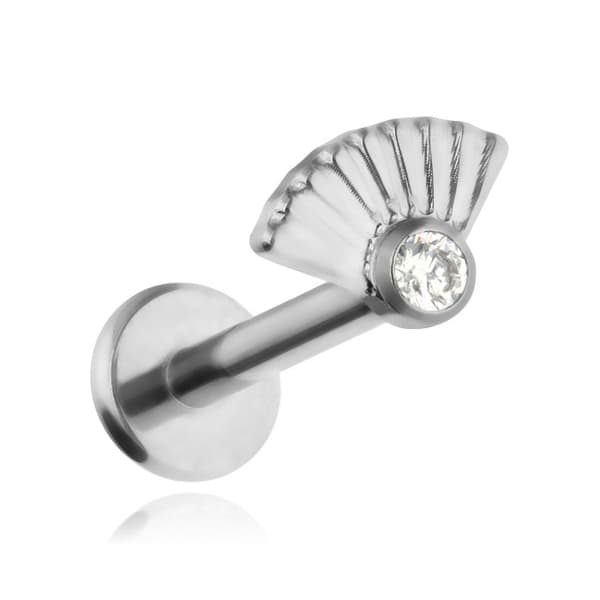Titanium labret örhänge med vit zirkon - silver