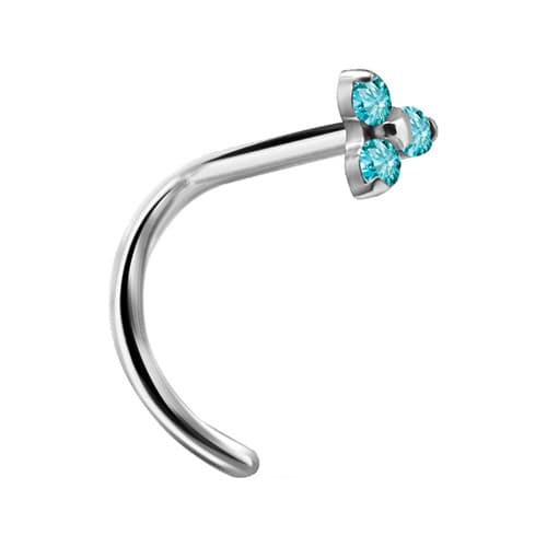 Premium Zirconia Titanium Nose Stud med Sea Cubic Zirconia - TN-017 0,8/6,5/3,5