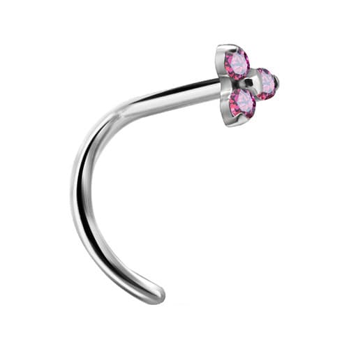 Premium Zirkonia Titanium Nose Nasta tummanvaaleanpunaisella Cubic Zirkonia - TN-017 0,8/6,5/3,5