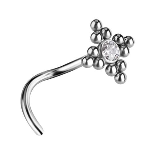 Titaaninen koristeellinen nokkanasta valkoisella Premium Zirkonialla - TN-026 0,8/6,5