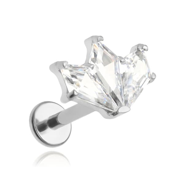 Titanörhänge med vita zirkoner - silver - TGW-127 1.2/6