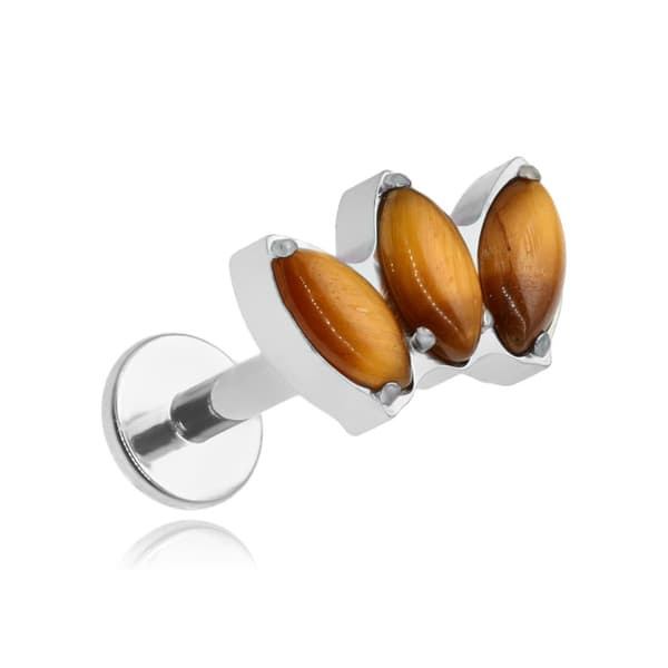Titanium labret örhänge - tigeröga - silver - TGW-128 1.2/6