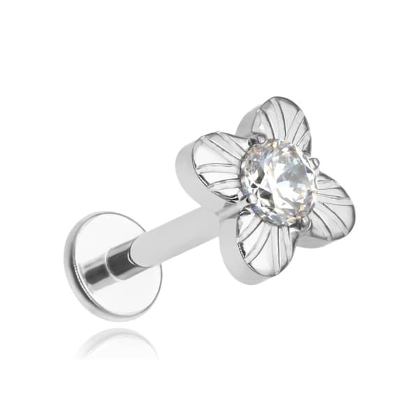 Titaani labret korvakoru valkoisella zirkonia - TGW-130 1.2/6