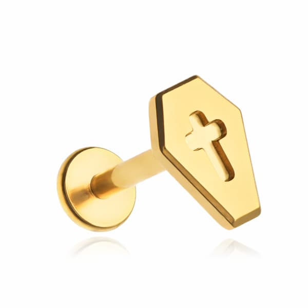 Titaaninen labret-korvakoru kultainen arkku - TGW-136 1.2/6
