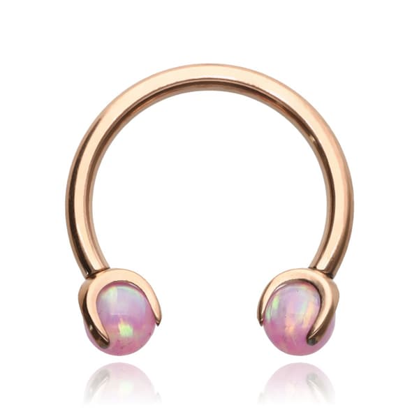 Titanium hestesko øreringe i rosa guld med lys lilla opal - TKP-004 1.2/10/3