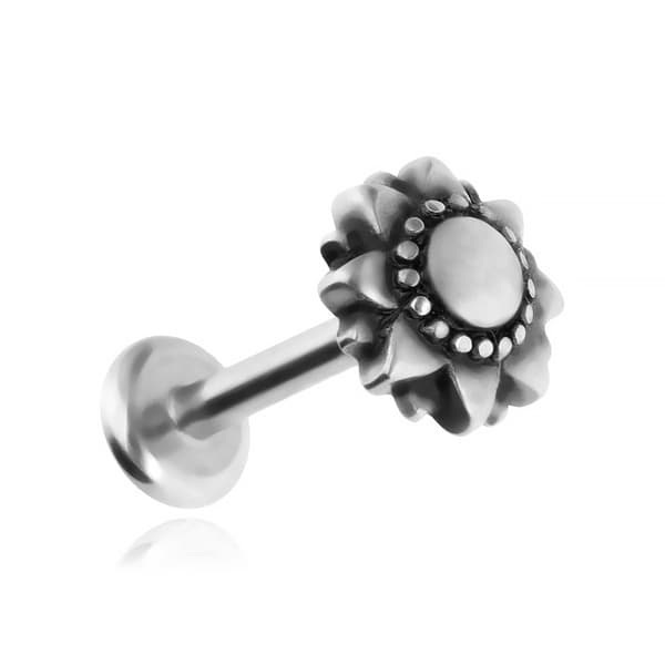 Kukka labret-korvakoru - hopea - LGW-048 1,2/8