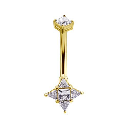 Dekorativ navelring - Premium Zirconia - guld - KP-014 1.6/10
