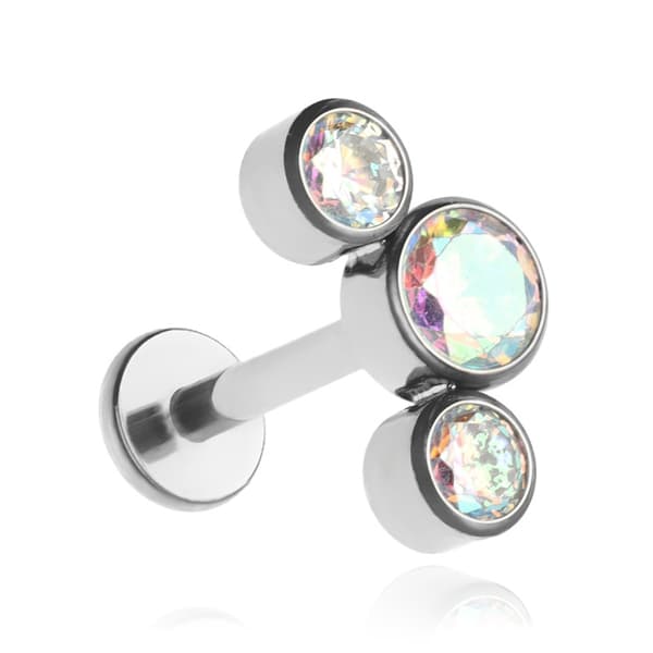 Titaani koristeellinen labret - opalisoivat zirkonit - TGW-003 1.2/6