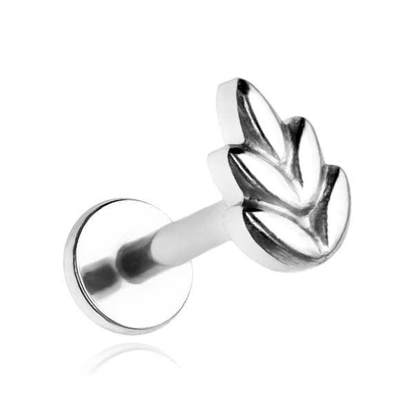 Titaaninen labret lehtikorvakoru - hopea - TGW-137 1.2/6
