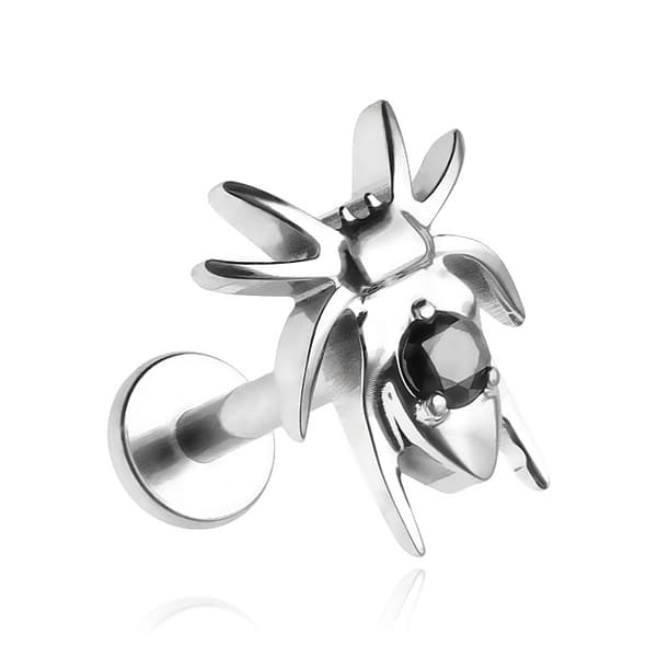 Titaani labret hämähäkkikorvakoru mustalla zirkonia - hopea - TGW-140 1.2/8