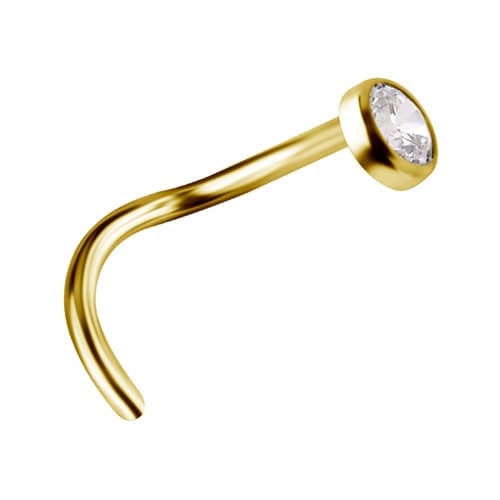 Titaaninen nokkanasta, jossa valkoinen PREMIUM ZIRCONIA - kulta - TN-007 0,8/6,5/2,5