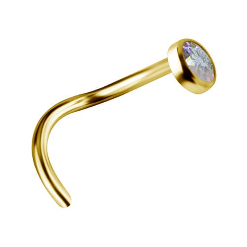 Titaaninen nokkanasta, jossa värillinen PREMIUM ZIRCONIA - kulta - TN-007 0.8/6.5/2