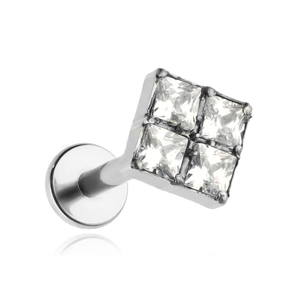 Titaani labret korvakoru valkoisilla zirkoneilla - hopea - TGW-147 1.2/6