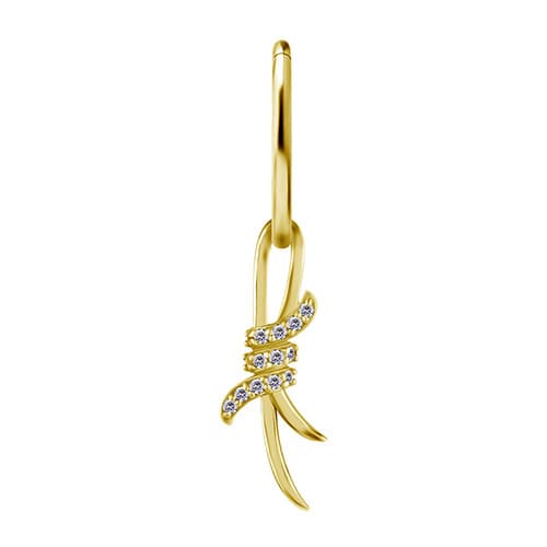Berlocker - CoCr NF - dekorativt guld med vit PREMIUM ZIRCONIA - D-050