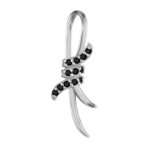 Berlocker - CoCr NF - dekorativt silver med svart PREMIUM ZIRCONIA - D-050