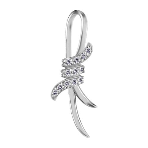 Berlocker - CoCr NF - dekorativt silver med vit PREMIUM ZIRCONIA - D-050