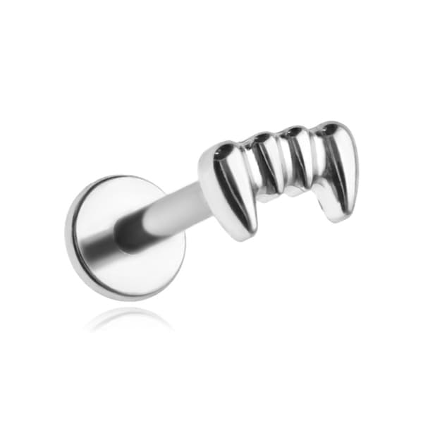 Titaaninen labret-korvakoru vampyyrihampailla - hopea - TGW-158 1.2/8
