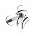 Miniatyrbillede 1 af 2: Plague Doctor titanium labret ørering - sølv - TGW-159 1.2/6