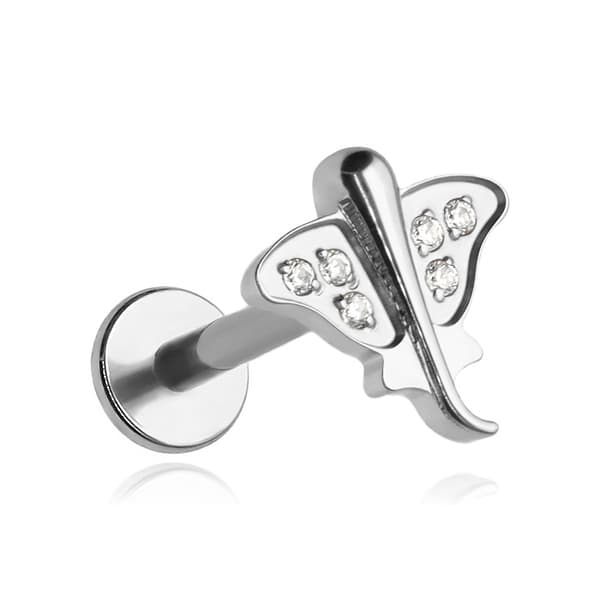 Titaaninen stingray labret -korvakoru - hopea - TGW-164 1.2/8