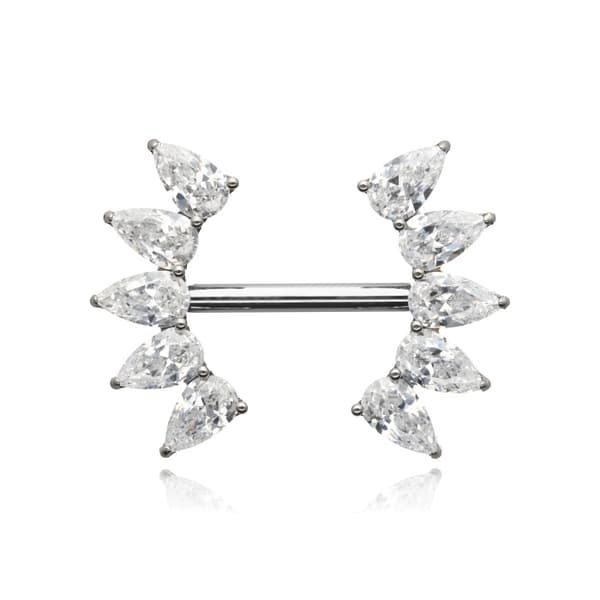 Nippelring av titan med vita zirkoner - silver - TI-013 1.6/10