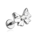Miniatyrbillede 1 af 2: Titanium labret ørering sløjfe med hvid zirkon - sølv - TGW-167 1.2/6