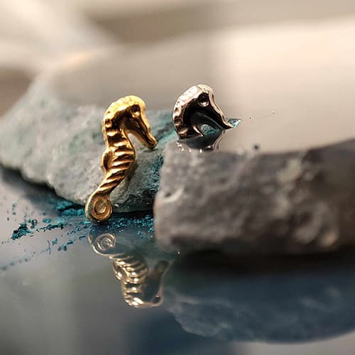 Titanium søhest labret ørering - sølv - TGW-169 1.2/6