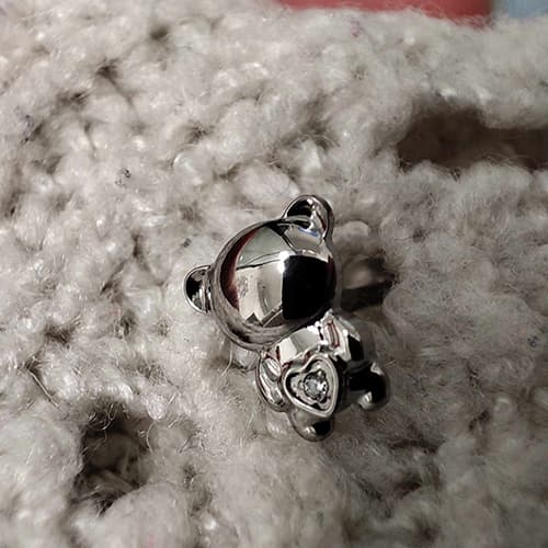 Titanium labret ørering BEAR - sølv - TGW-170 1.2/8