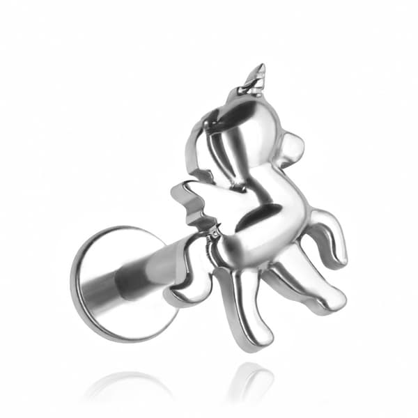Titanium unicorn labret örhänge - silver - TGW-176 1.2/8